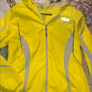 bright yellow FILA zip up